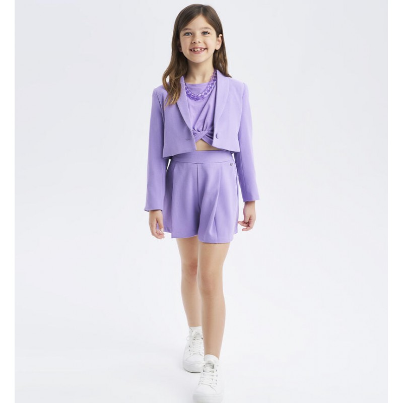 Sarabanda 08502 08510 08530 Girl's crop jacket t-shirt and shorts set