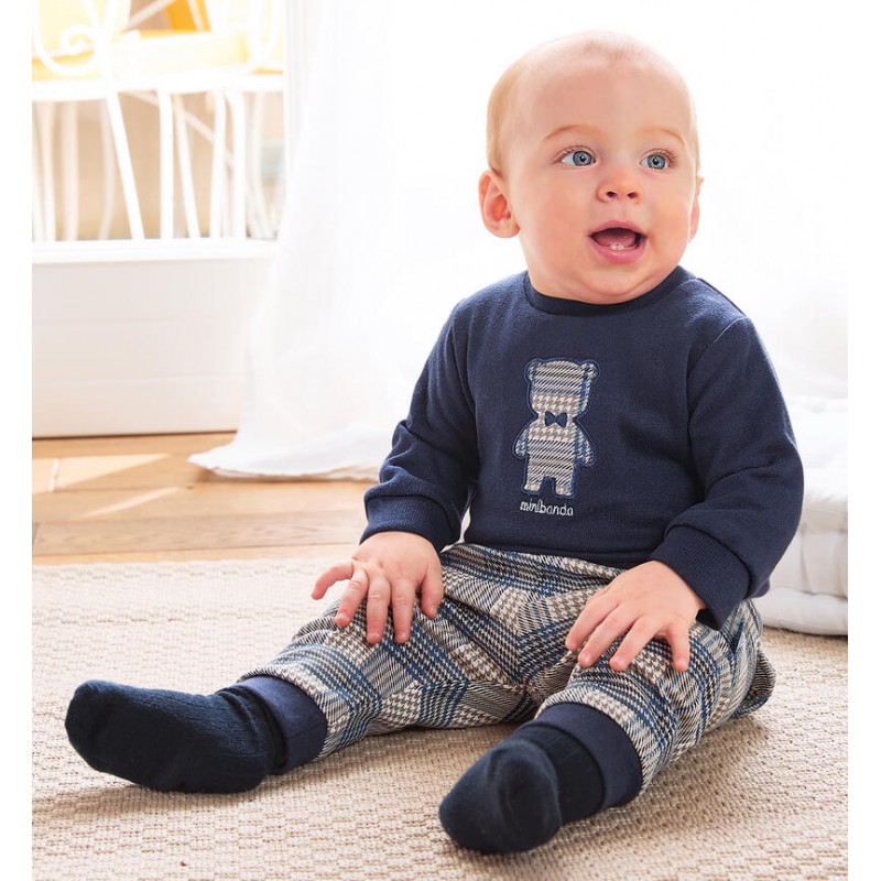 Minibanda 3A610 3A626 Complete Checked Sweatshirt and Trousers for Baby Boys