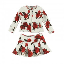 Sarabanda 0N439 0N472 Girl's floral jacket and skirt set