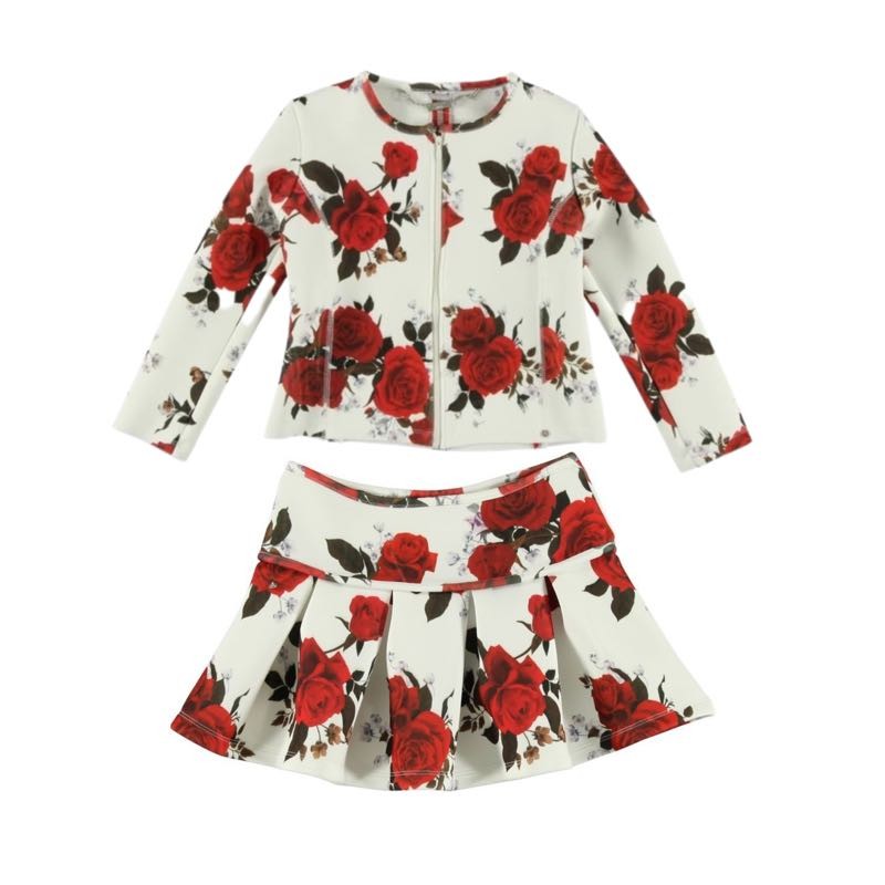 Sarabanda 0N439 0N472 Girl's floral jacket and skirt set