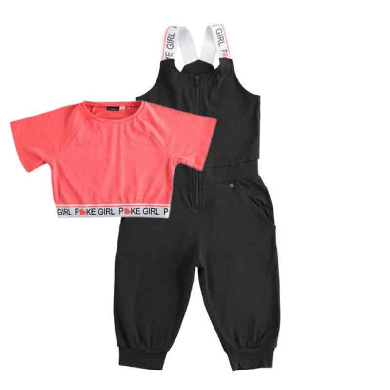Sarabanda D4242 D4241 Girl's Dungarees and T-shirt Set