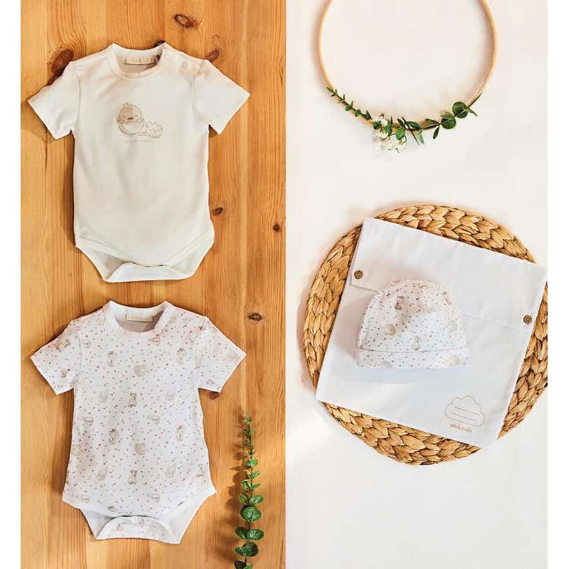 Minibanda 3B308 Set of two bodysuits and unisex cap