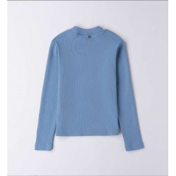 Sarabanda 0F434 Maglia a costina azzurra ragazza