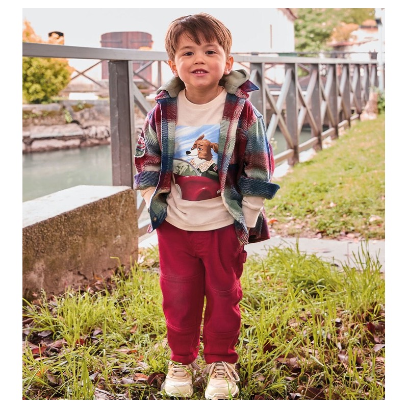 Sarabanda 0F166 Boys' burgundy trousers