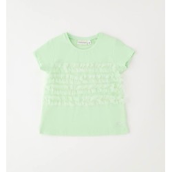 Sarabanda 0G457 T-shirt verde con tulle bambina