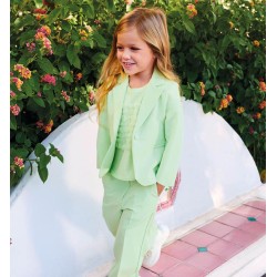 Sarabanda 0G458 Pantalone elegante in twill verde bambina