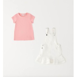 Sarabanda 0G233K1 Girl's dungarees and t-shirt set