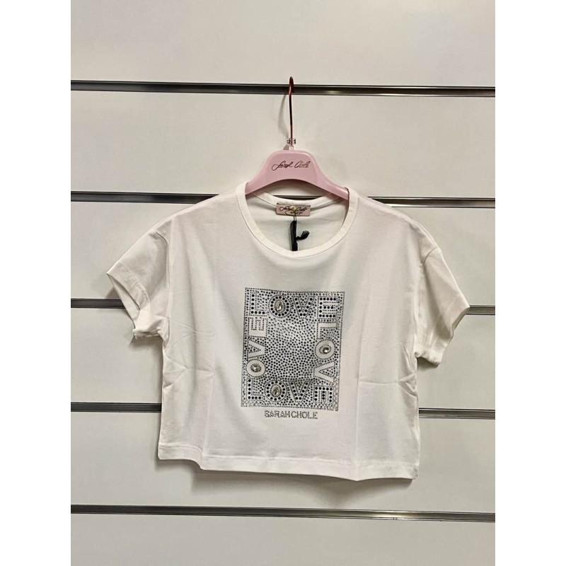 Sarah Chole 5550SCH065 T-shirt crop strass ragazza