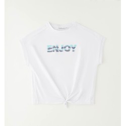 Sarabanda 0G539 T-shirt enjoy con nodo ragazza