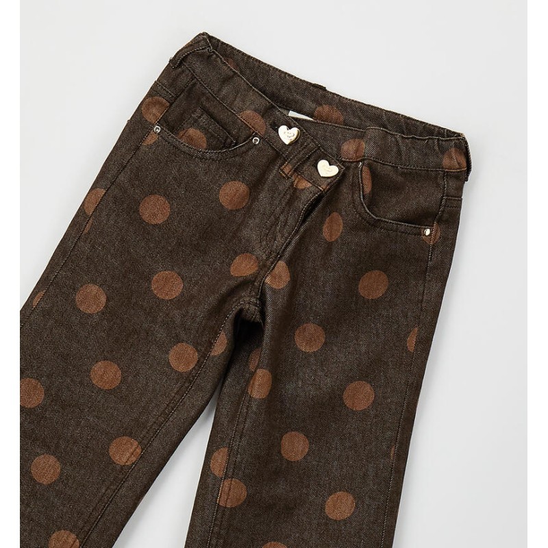 Sarabanda 0H356 Girl's brown polka dot trousers
