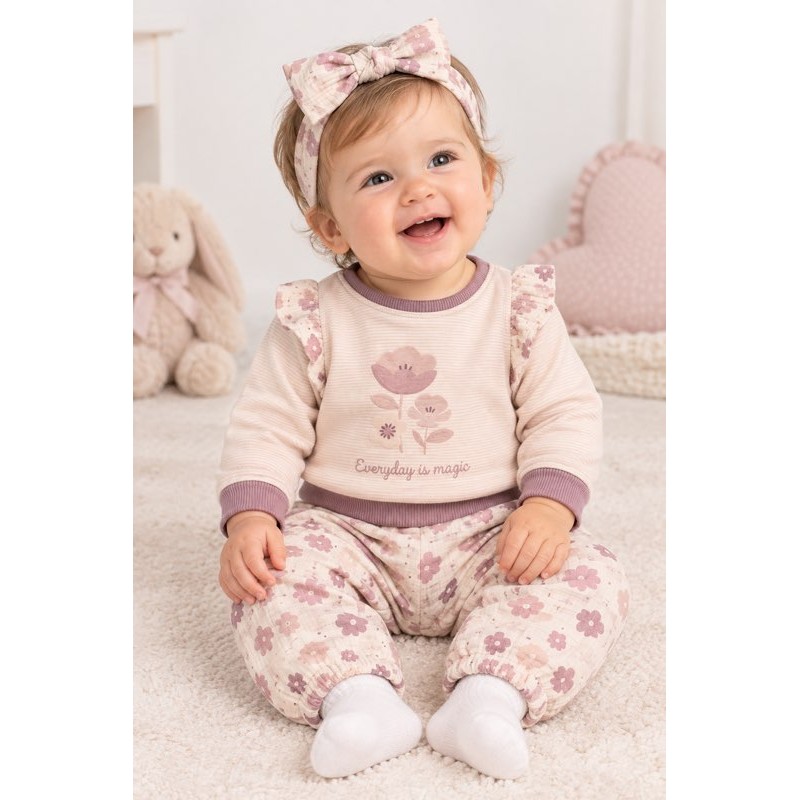 FS Baby 17055 Completo jogging e fascia capelli neonata