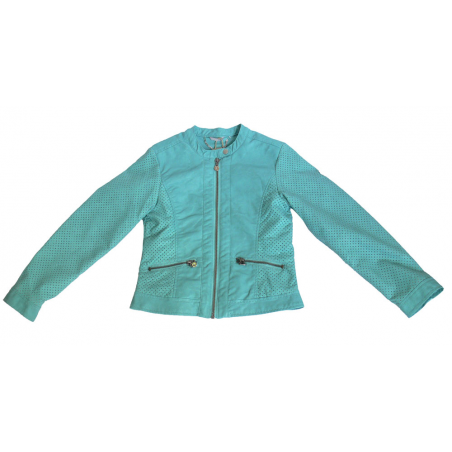 Sarabanda 0Q481 Green Faux Leather Jacket Girl