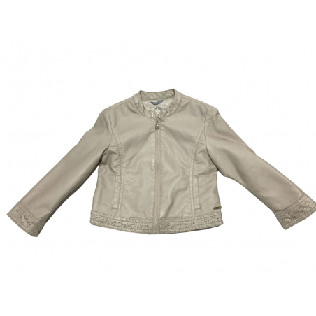 Sarabanda 0Q264 Baby Beige Faux Leather Jacket
