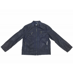 Sarabanda 0Q380 Blue Faux Leather Jacket Boy