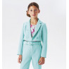 Green suit jacket and pants girl