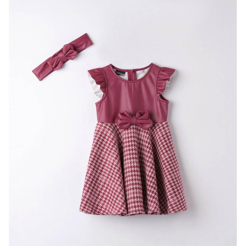 Sarabanda 07359 07274 Houndstooth dress with turtleneck for girls