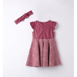 Sarabanda 07359 07274 Houndstooth dress with turtleneck for girls