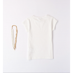 Sarabanda 08451 Cream T-shirt with necklace