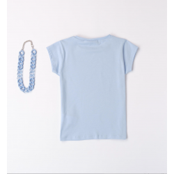 Sarabanda 08451 Light blue T-shirt with necklace