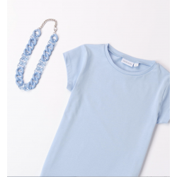 Sarabanda 08451 T-shirt azzurra con collana
